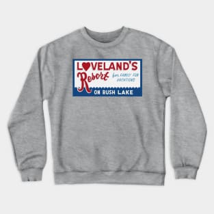 Lovelands Resort Crosslake, MN Blue Sign Logo Crewneck Sweatshirt